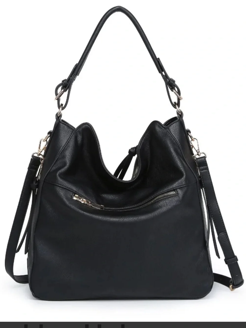 Black Leather Hobo Bag